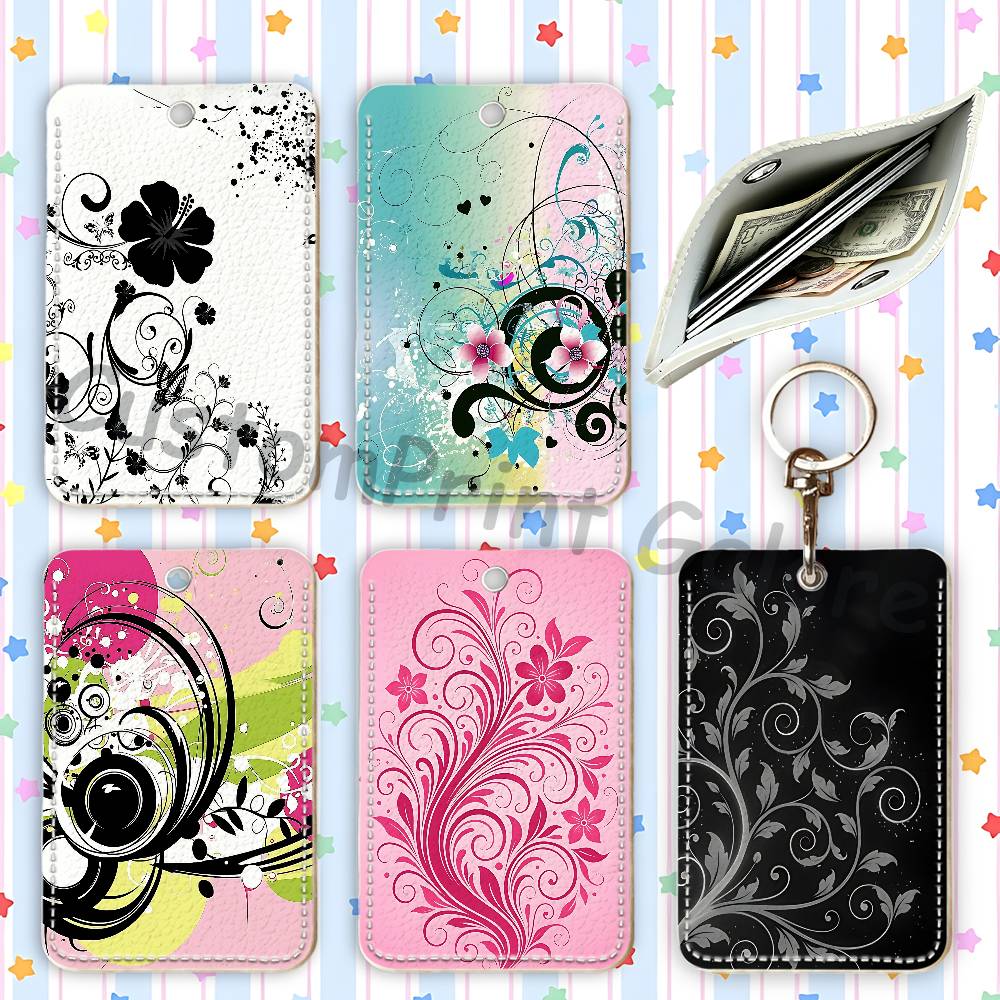 Leather Work - Porte-cartes en cuir PU Vectorflourish Floral