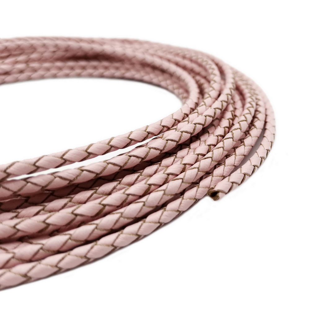 Leatherwork Jewelry - Aaazee-Bracelet en cuir tressé rose pour