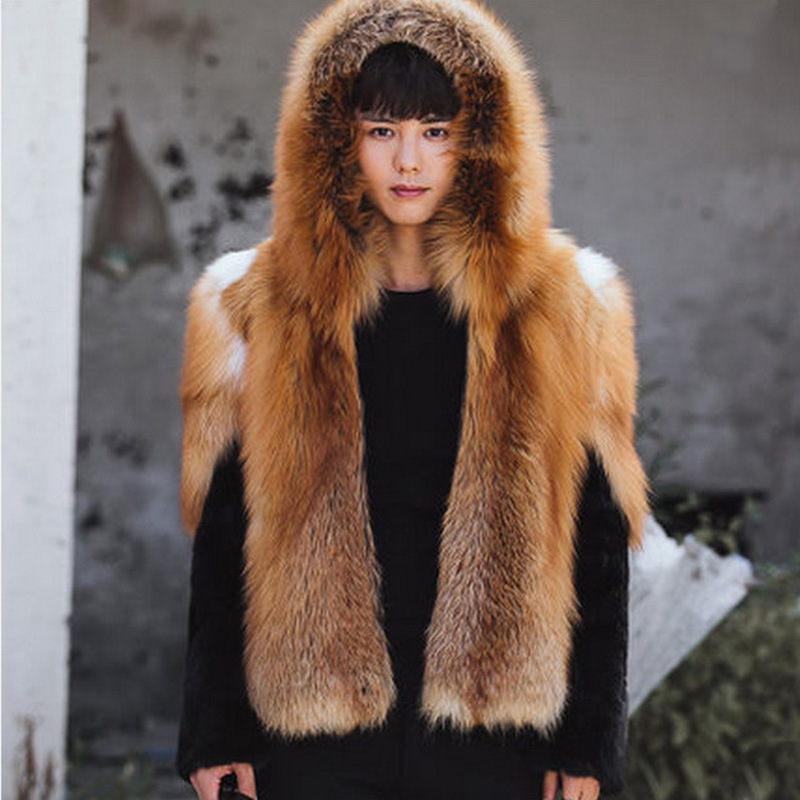 Leather Work Jacket With Hood - Manteaux en fausse fourrure de renard