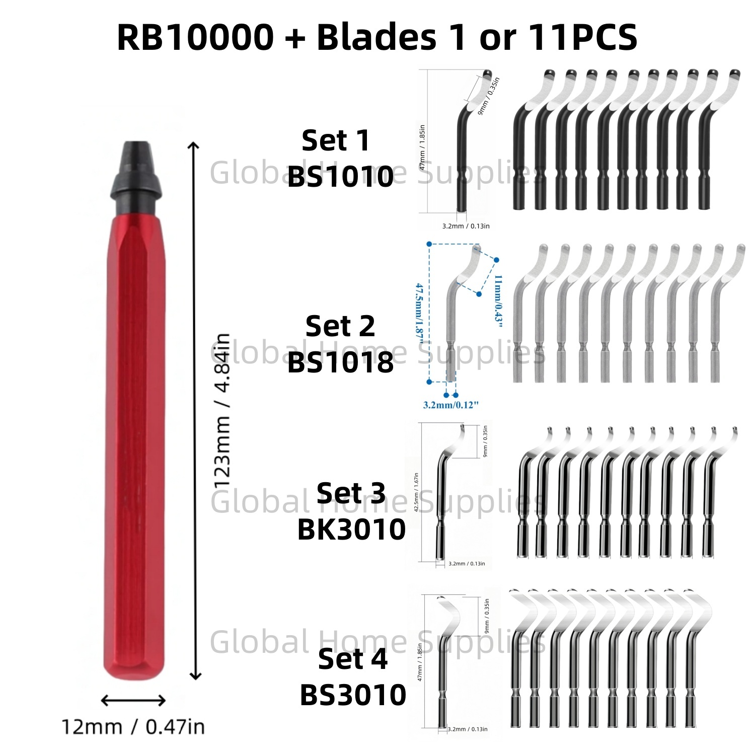 Swivel Knife Tool - Ensemble d'outils d'ébavurage RB1000 avec lames