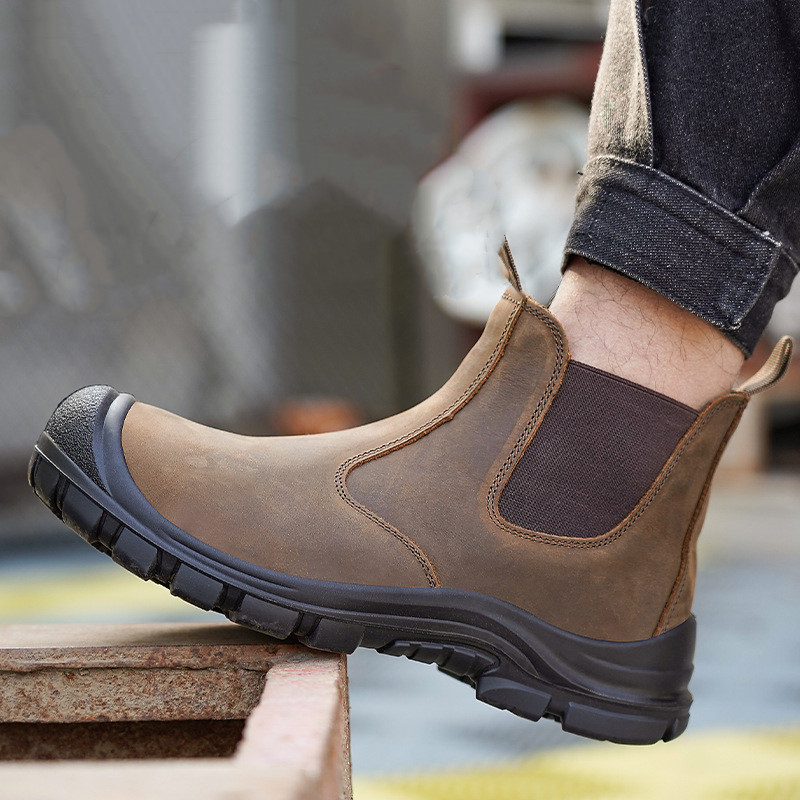 Leatherwork Boots - Grande taille hommes mode acier orteil
