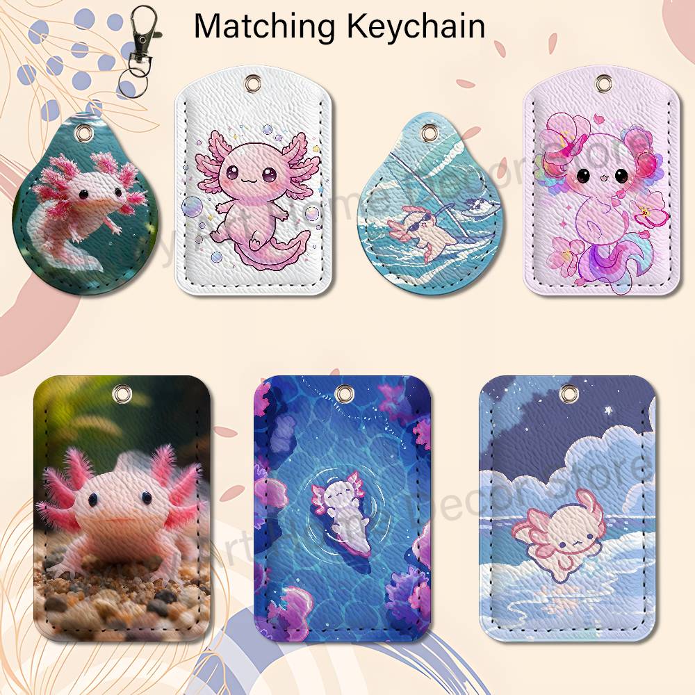 Leather Work - Porte-clés mignon rose en forme d'axolotl
