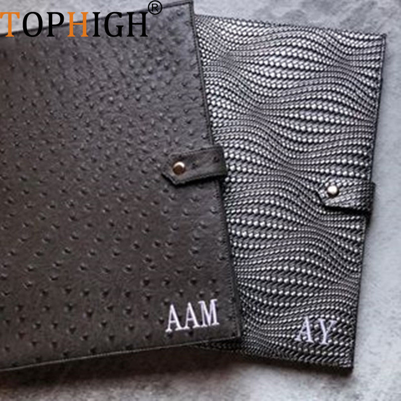 Leather Work Folder - TOPHIGH nouvellement bureau femmes Crocodile autruche